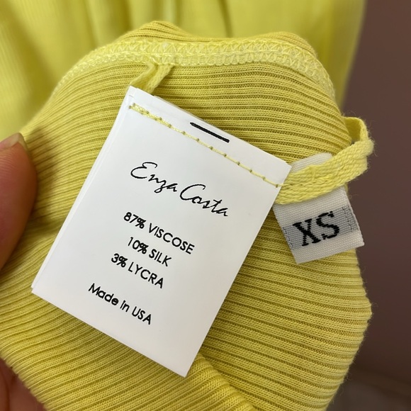 Enza Costa Silk Rib Tank Midi Dress Yellow - Picture 6 of 6